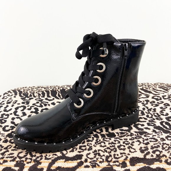 🍄SOLD🍄 Black Crinkled Studded Combat Boots - Picture 5 of 8